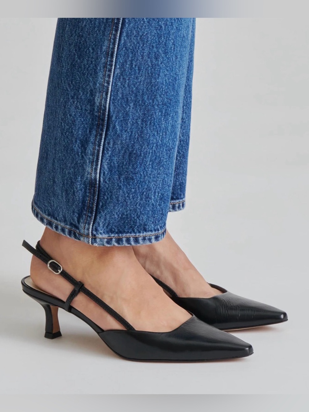Dolce Vita Black/Navy Pointed Slingback Kitten Heels